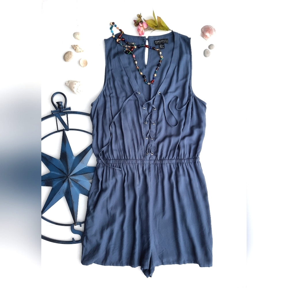 XXI Romper Shorts, Lace-Up Corset Front